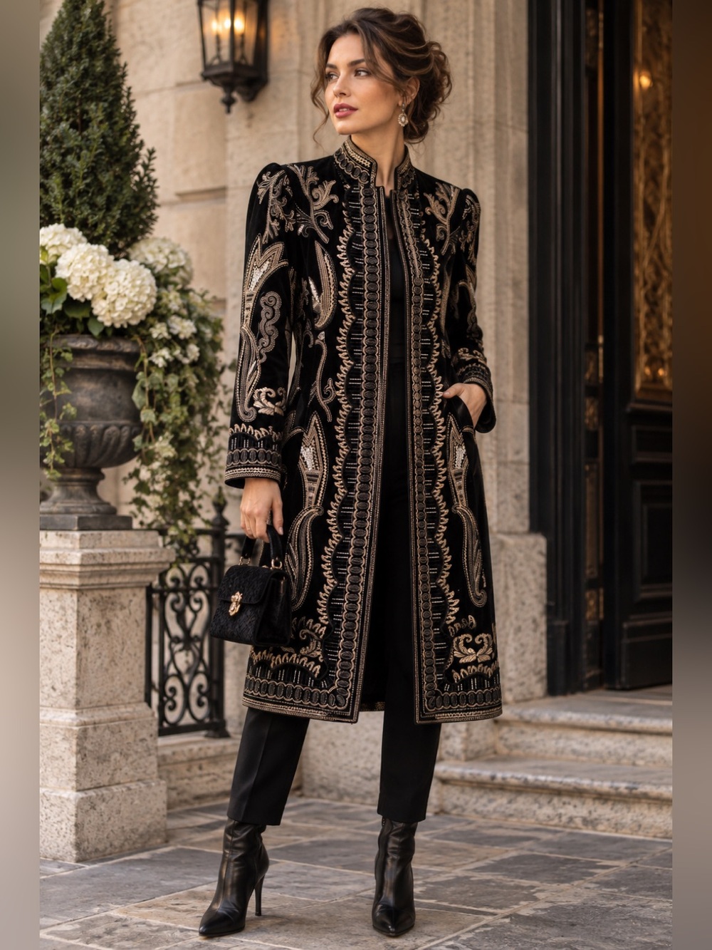 Stunning Ornate metallic embroidered velvet coat